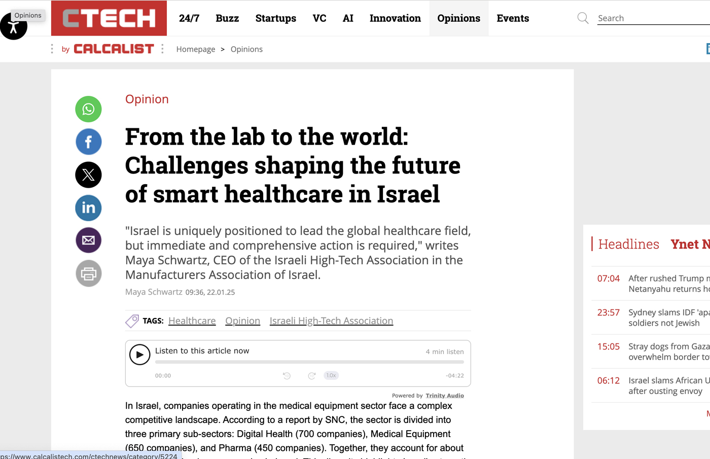 From the lab to the world: Challenges shaping the future of smart healthcare in Israel